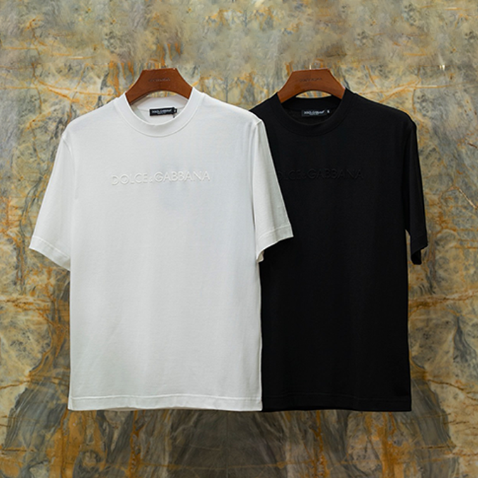 dolce & gabbana embossed letter logo cotton t-shirt
